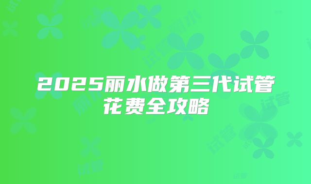 2025丽水做第三代试管花费全攻略