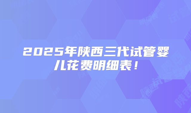 2025年陕西三代试管婴儿花费明细表！