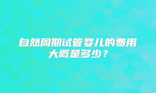 自然周期试管婴儿的费用大概是多少？