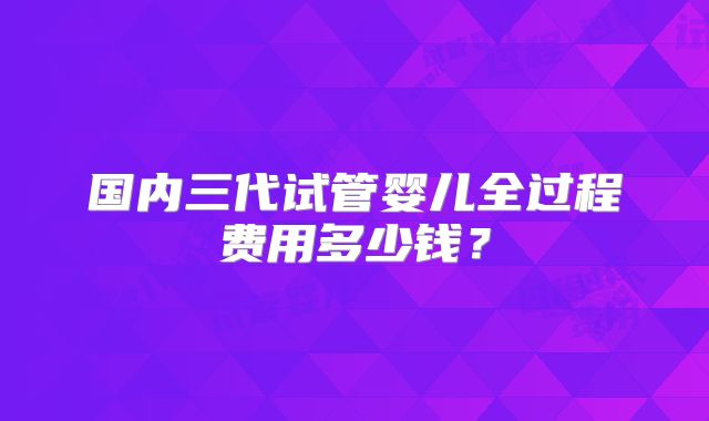 国内三代试管婴儿全过程费用多少钱?