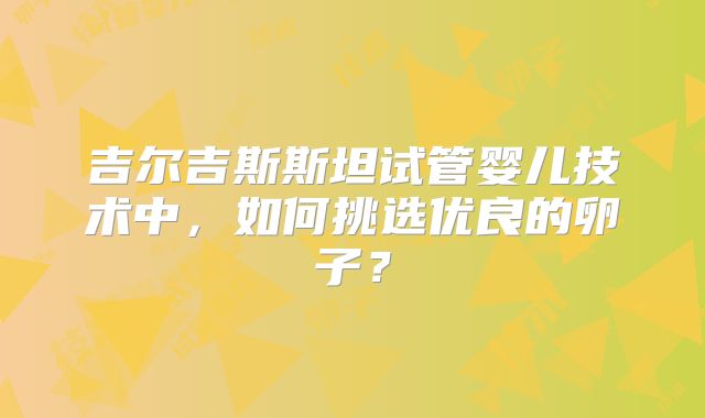 吉尔吉斯斯坦试管婴儿技术中，如何挑选优良的卵子？