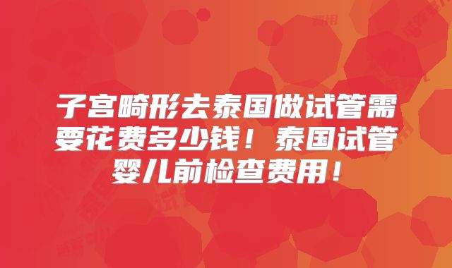 子宫畸形去泰国做试管需要花费多少钱！泰国试管婴儿前检查费用！