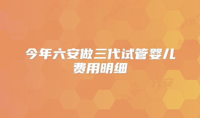 今年六安做三代试管婴儿费用明细