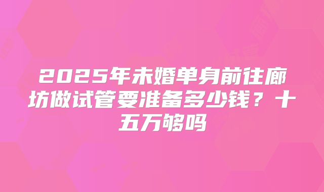 2025年未婚单身前往廊坊做试管要准备多少钱？十五万够吗