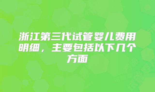 浙江第三代试管婴儿费用明细，主要包括以下几个方面