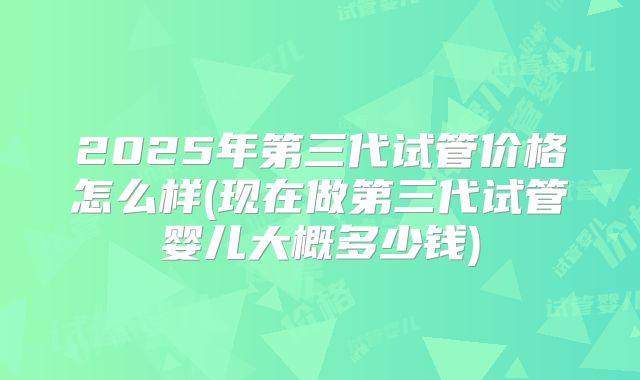 2025年第三代试管价格怎么样(现在做第三代试管婴儿大概多少钱)