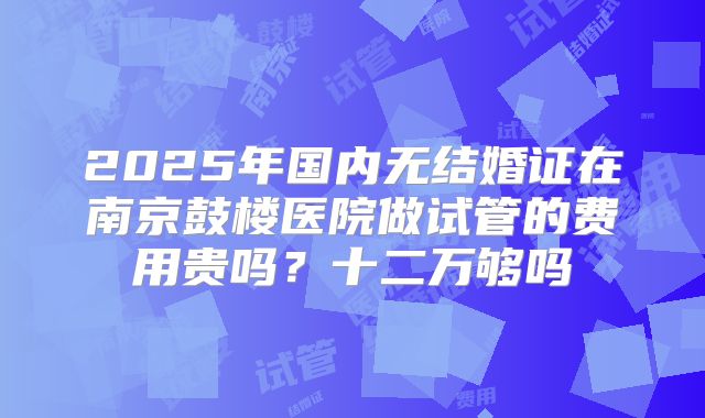 2025年国内无结婚证在南京鼓楼医院做试管的费用贵吗？十二万够吗
