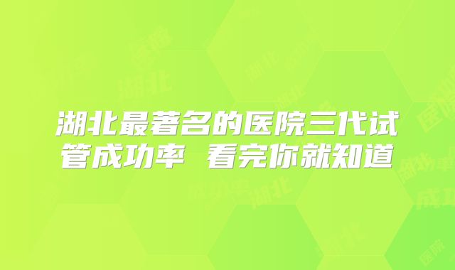 湖北最著名的医院三代试管成功率 看完你就知道