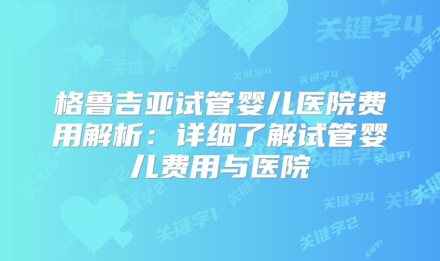 格鲁吉亚试管婴儿医院费用解析:详细了解试管婴儿费用与医院