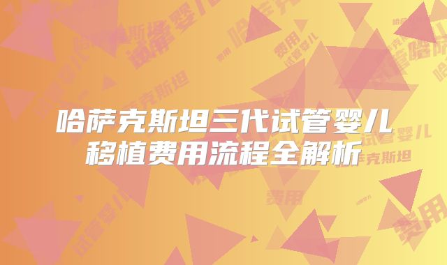 哈萨克斯坦三代试管婴儿移植费用流程全解析