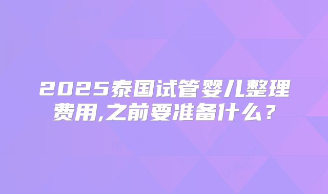 2025泰国试管婴儿整理费用,之前要准备什么？