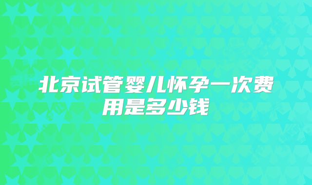 北京试管婴儿怀孕一次费用是多少钱