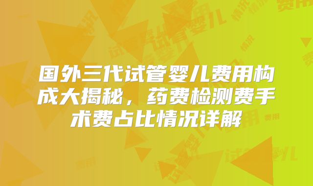 国外三代试管婴儿费用构成大揭秘，药费检测费手术费占比情况详解