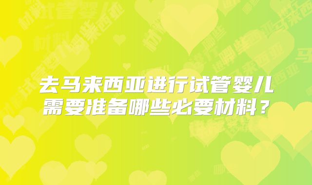 去马来西亚进行试管婴儿需要准备哪些必要材料?