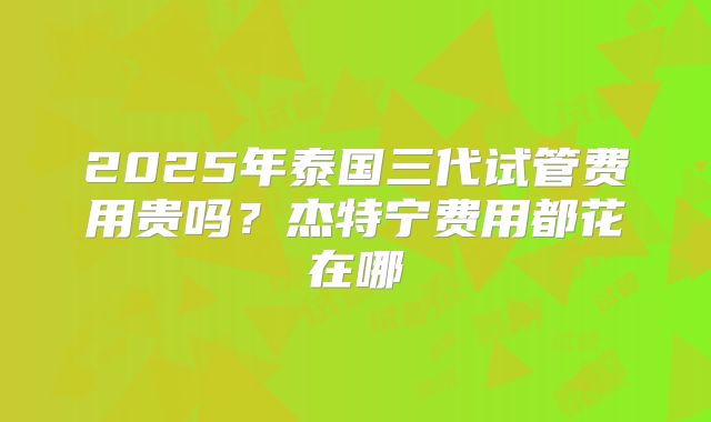 2025年泰国三代试管费用贵吗？杰特宁费用都花在哪