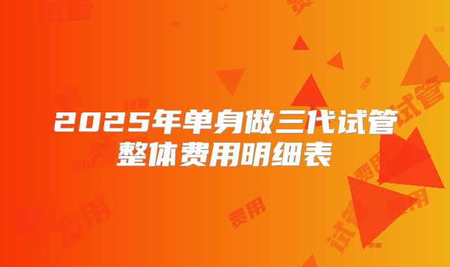 2025年单身做三代试管整体费用明细表