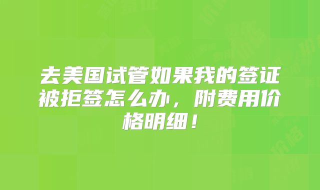 去美国试管如果我的签证被拒签怎么办，附费用价格明细！