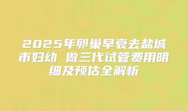 2025年卵巢早衰去盐城市妇幼 做三代试管费用明细及预估全解析