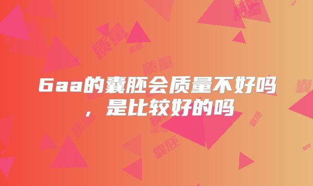 6aa的囊胚会质量不好吗，是比较好的吗