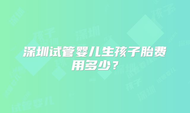 深圳试管婴儿生孩子胎费用多少？