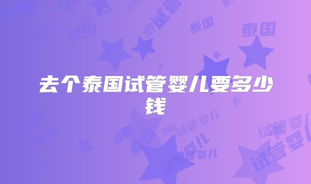 去个泰国试管婴儿要多少钱