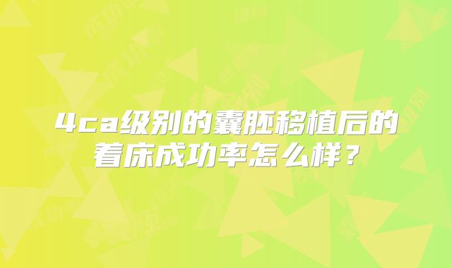 4ca级别的囊胚移植后的着床成功率怎么样?