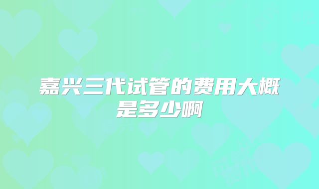 嘉兴三代试管的费用大概是多少啊