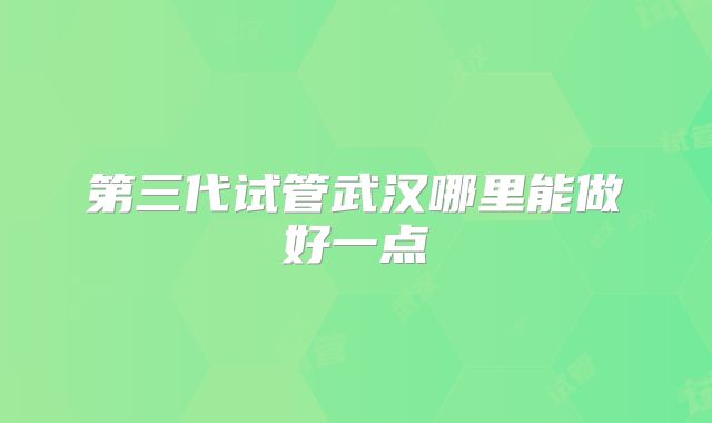 第三代试管武汉哪里能做好一点