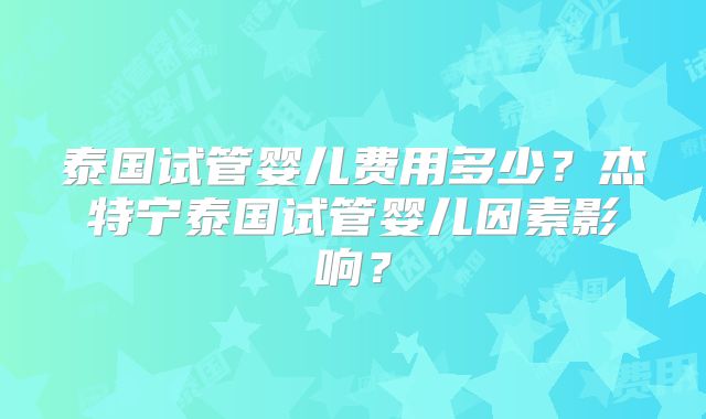 泰国试管婴儿费用多少？杰特宁泰国试管婴儿因素影响？