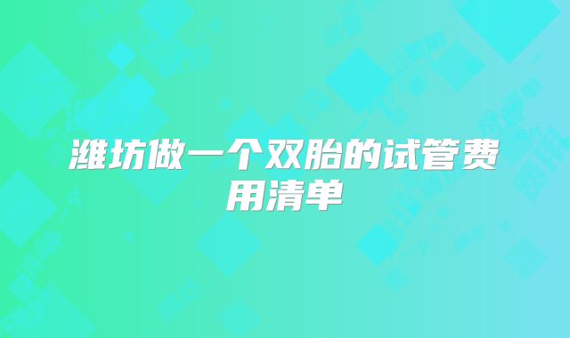 潍坊做一个双胎的试管费用清单