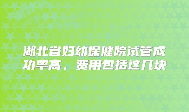 湖北省妇幼保健院试管成功率高,费用包括这几块