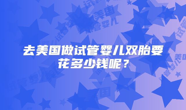 去美国做试管婴儿双胎要花多少钱呢?