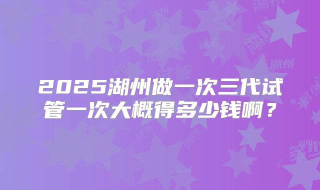 2025湖州做一次三代试管一次大概得多少钱啊？