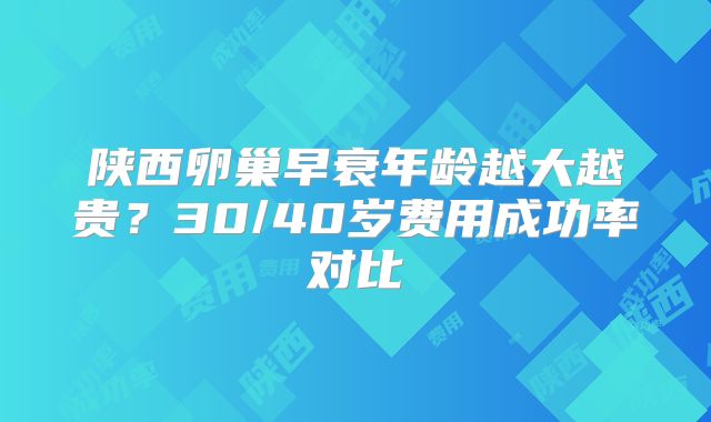 陕西卵巢早衰年龄越大越贵？30/40岁费用成功率对比