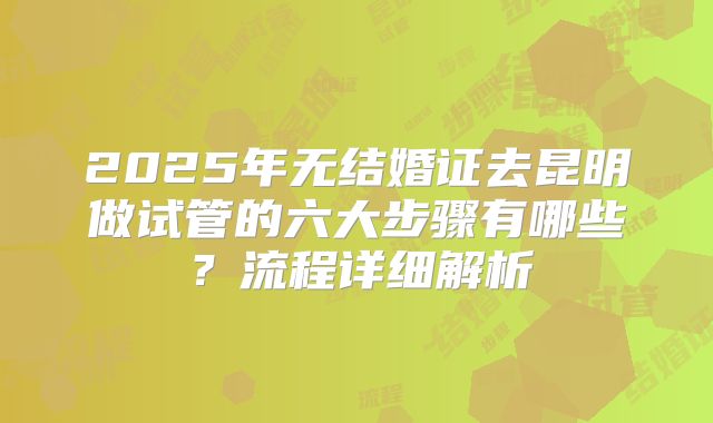 2025年无结婚证去昆明做试管的六大步骤有哪些？流程详细解析