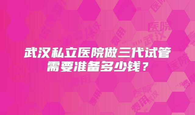 武汉私立医院做三代试管需要准备多少钱?