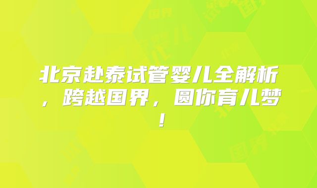 北京赴泰试管婴儿全解析，跨越国界，圆你育儿梦！