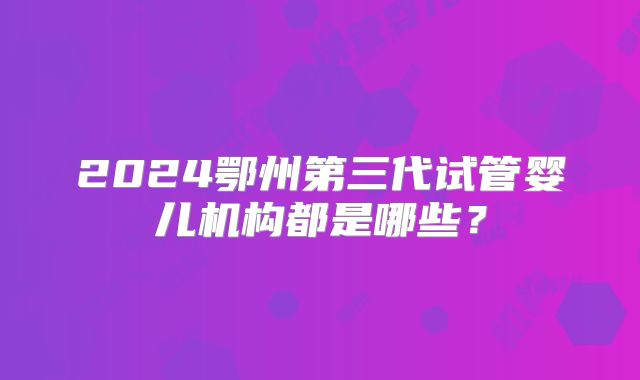 2024鄂州第三代试管婴儿机构都是哪些？