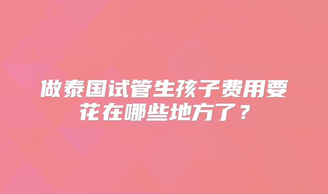 做泰国试管生孩子费用要花在哪些地方了？