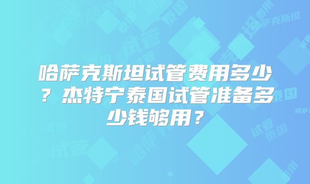 哈萨克斯坦试管费用多少？杰特宁泰国试管准备多少钱够用？