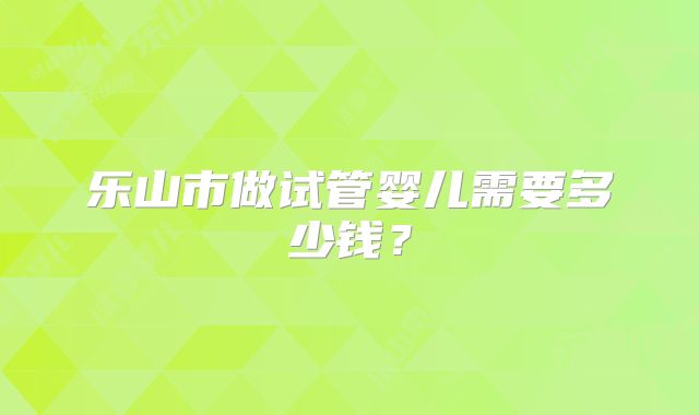 乐山市做试管婴儿需要多少钱？