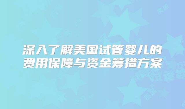 深入了解美国试管婴儿的费用保障与资金筹措方案