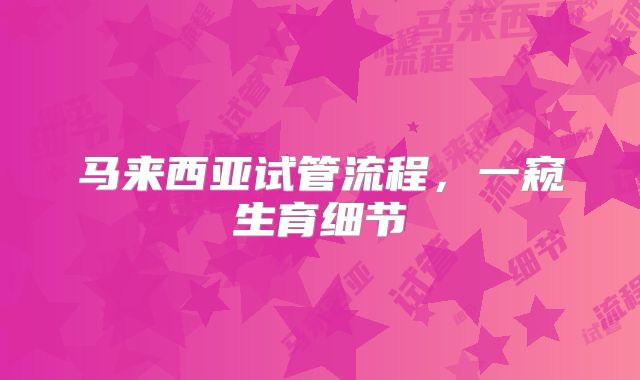 马来西亚试管流程，一窥生育细节