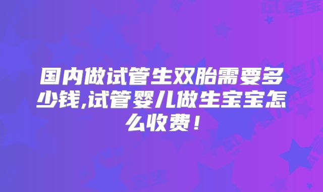 国内做试管生双胎需要多少钱,试管婴儿做生宝宝怎么收费！