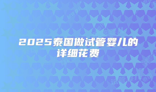2025泰国做试管婴儿的详细花费