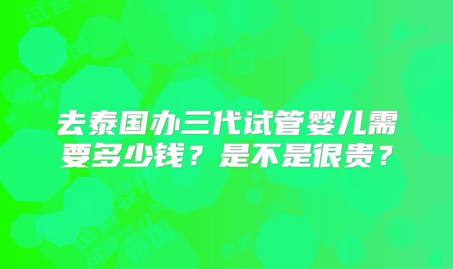 去泰国办三代试管婴儿需要多少钱？是不是很贵？
