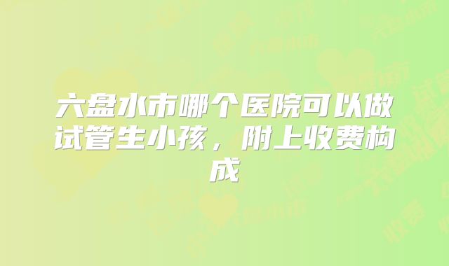 六盘水市哪个医院可以做试管生小孩,附上收费构成