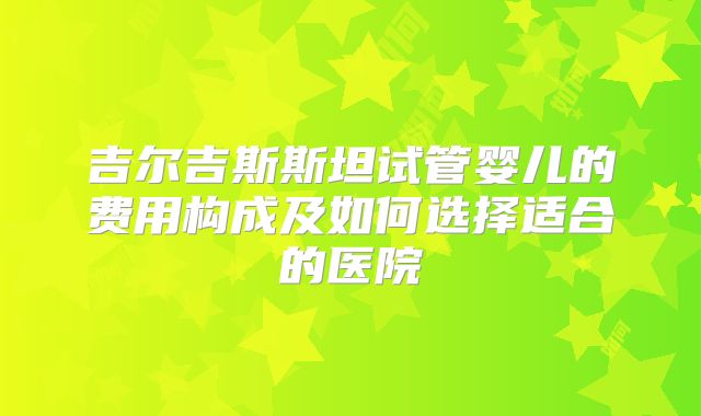 吉尔吉斯斯坦试管婴儿的费用构成及如何选择适合的医院