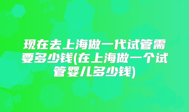 现在去上海做一代试管需要多少钱(在上海做一个试管婴儿多少钱)
