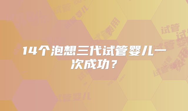 14个泡想三代试管婴儿一次成功？